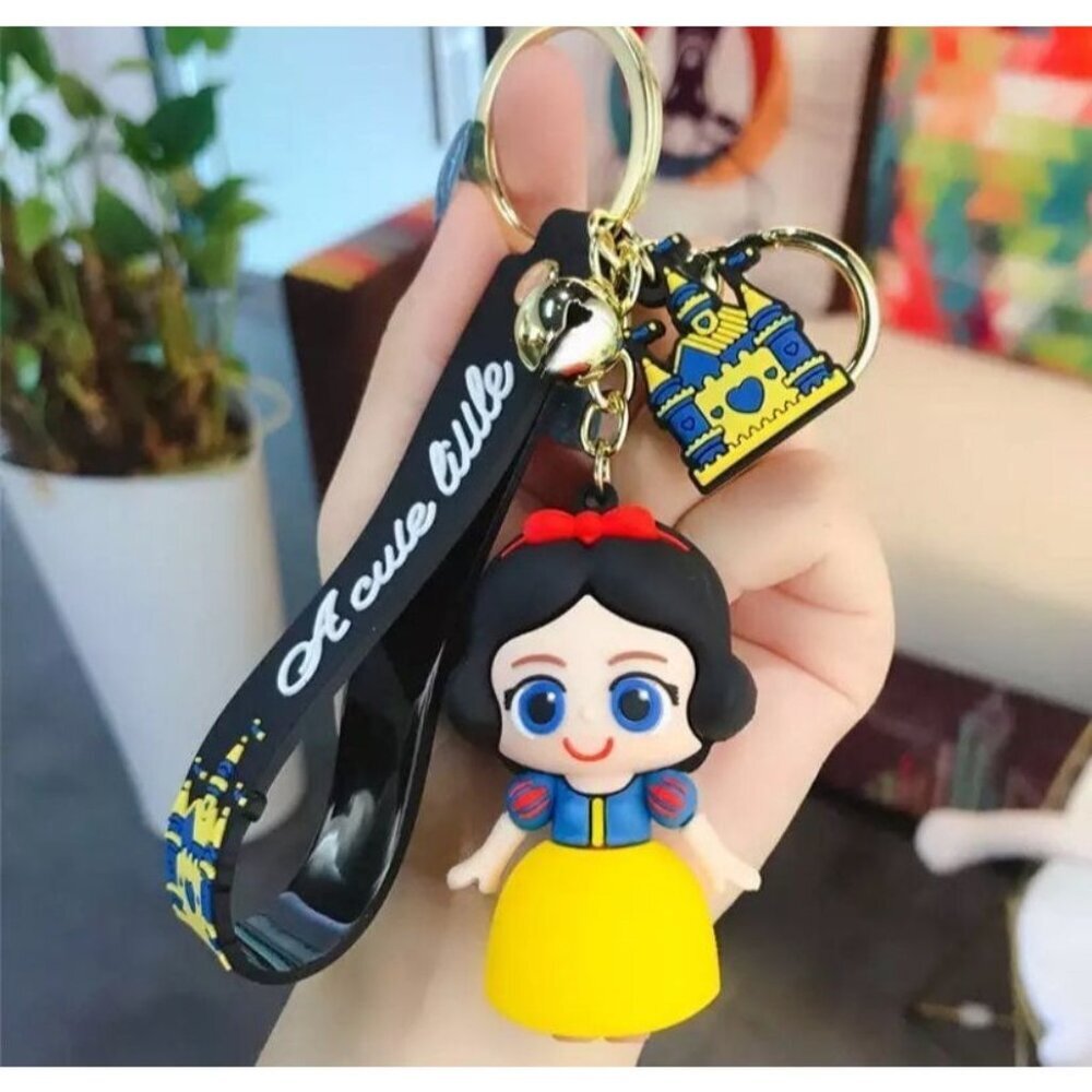 DIsney Princess Kawaii Snow White Cartoon Soft 3D Silicone Keychain